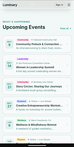 Luminary - Event Timeline on Landing Page (Widget)